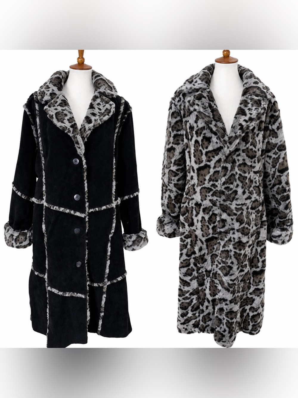 Vintage Reversible Leopard Print Faux Fur & Genuine Suede Coat
